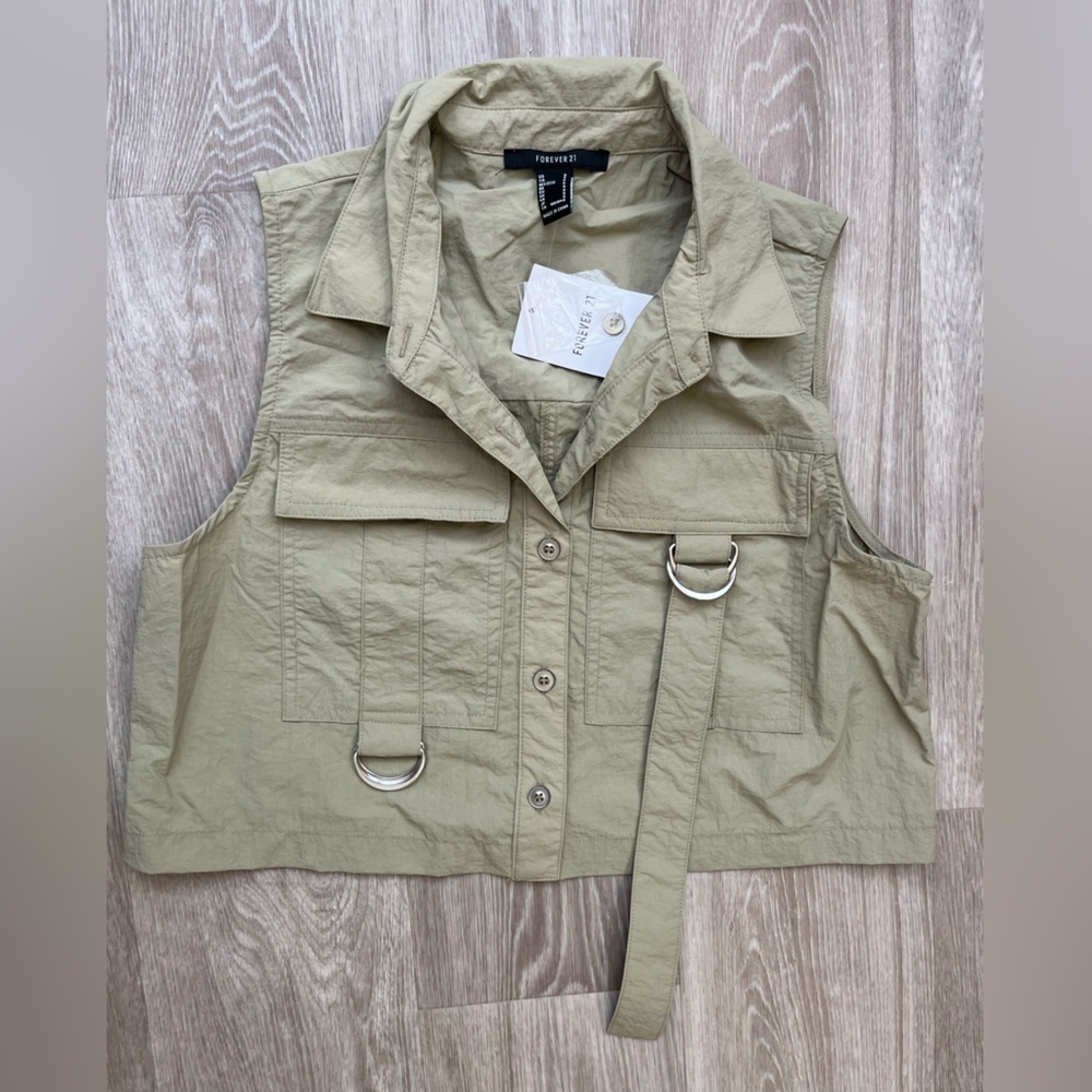 Forever 21 Olive Utility Crop Top